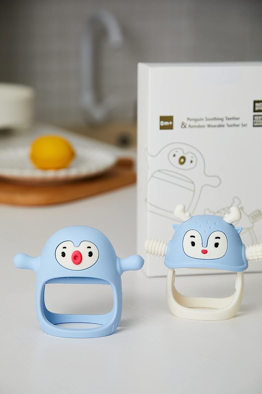 Smily Mia Penguin Baby Teething Toys for 3-6Months, Infant Handheld Pacifiers 0-6Months, 3Months Old Baby Must Haves, 4months Old Toys for Babies, Light Grey… - Image 2